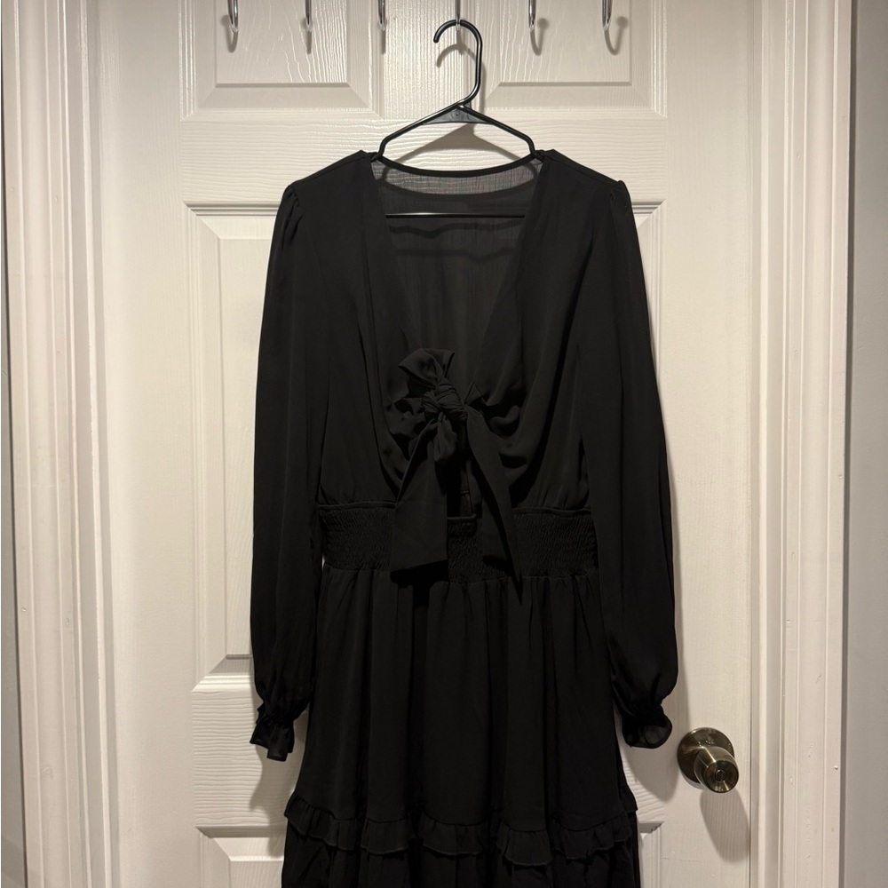 Elegant Knot Front V-Neck Women's Dress